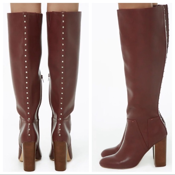 burgundy tall leather boots